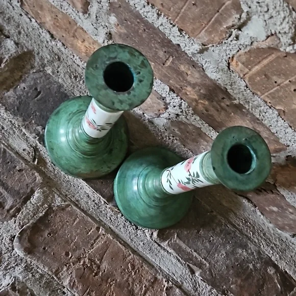 Pair Of Vintage Thailand Candlestick Holders - Picture 2 of 3